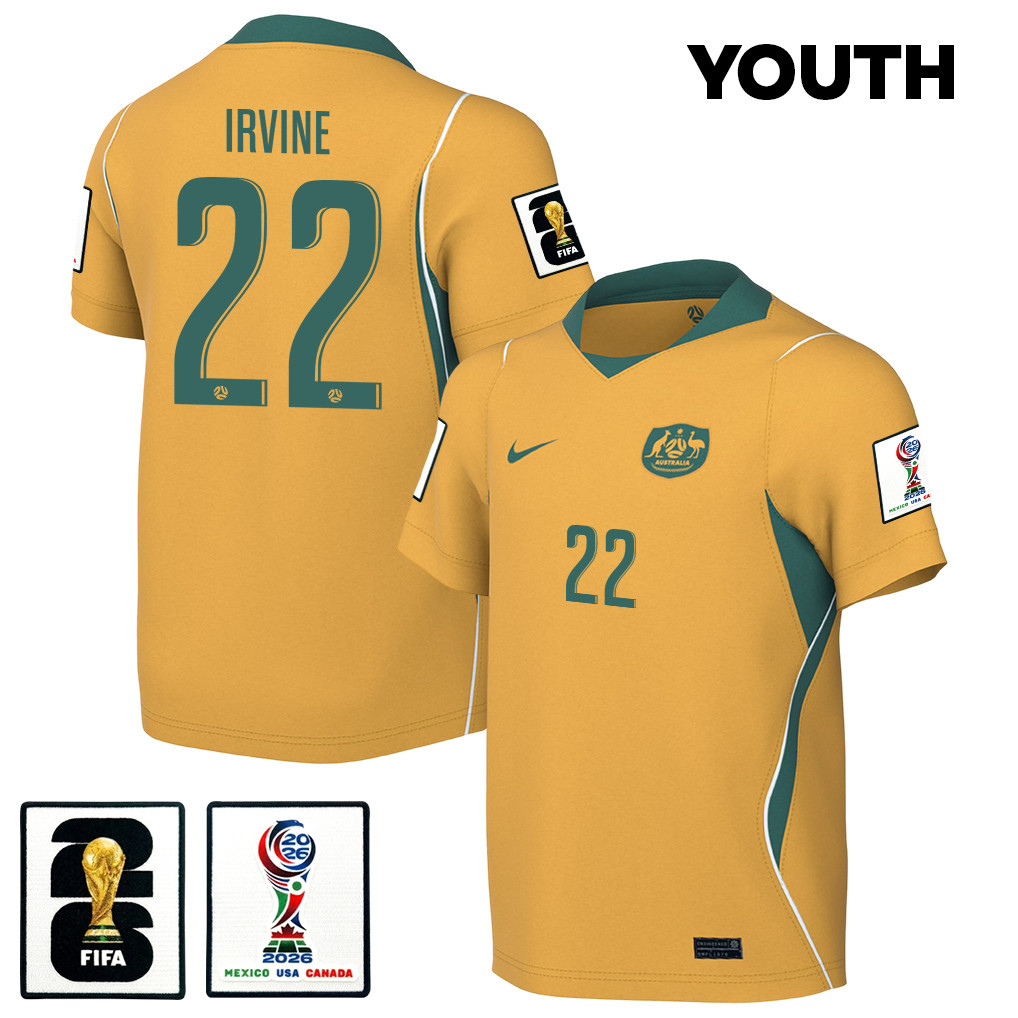 Jackson Irvine 22 Youth Australia National Team 2026 Home Jersey - Yellow - Jersey Teams