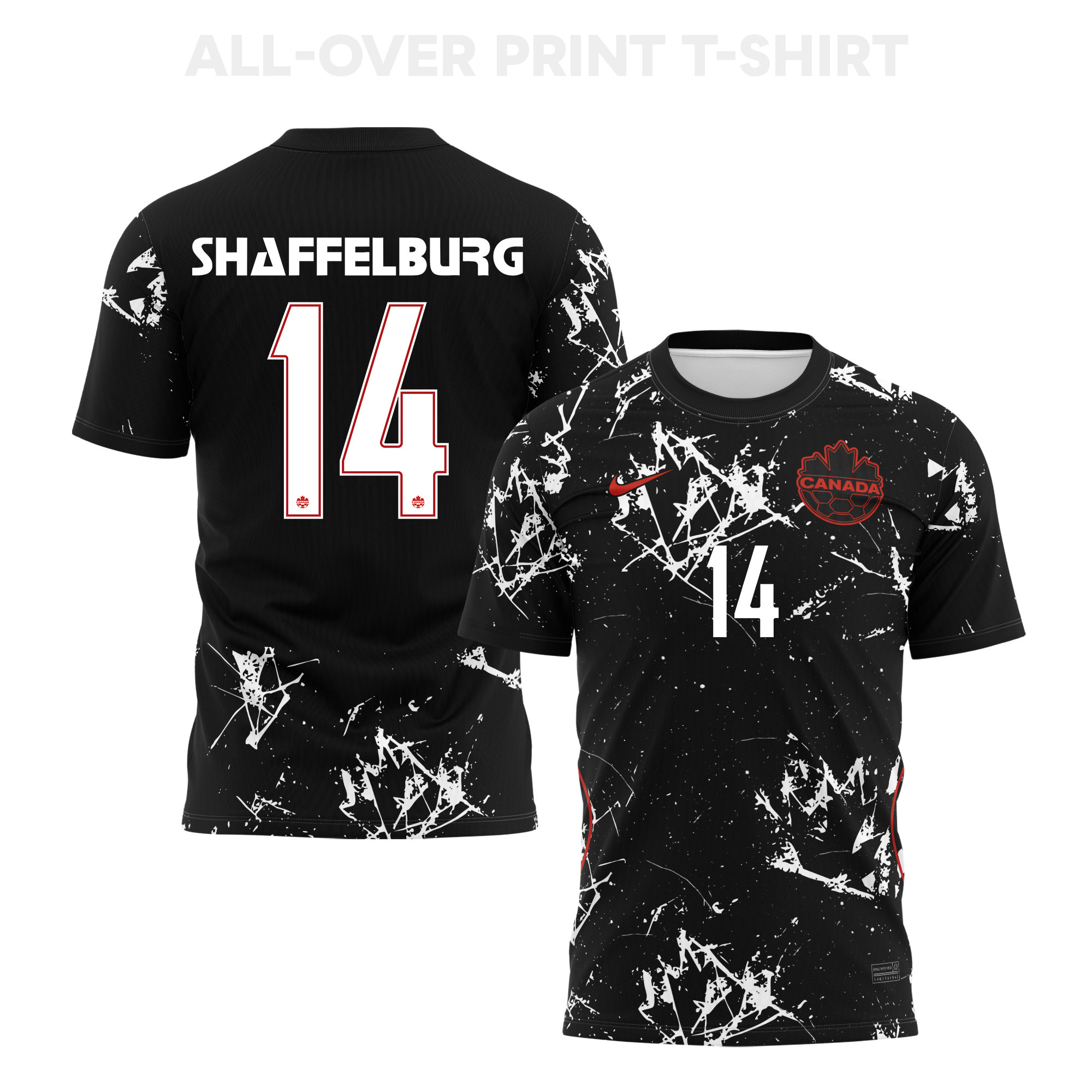 Jacob Shaffelburg 14 Canada 2026 Away 3D T-Shirt Fully Printed – Unisex, Black - Jersey Teams