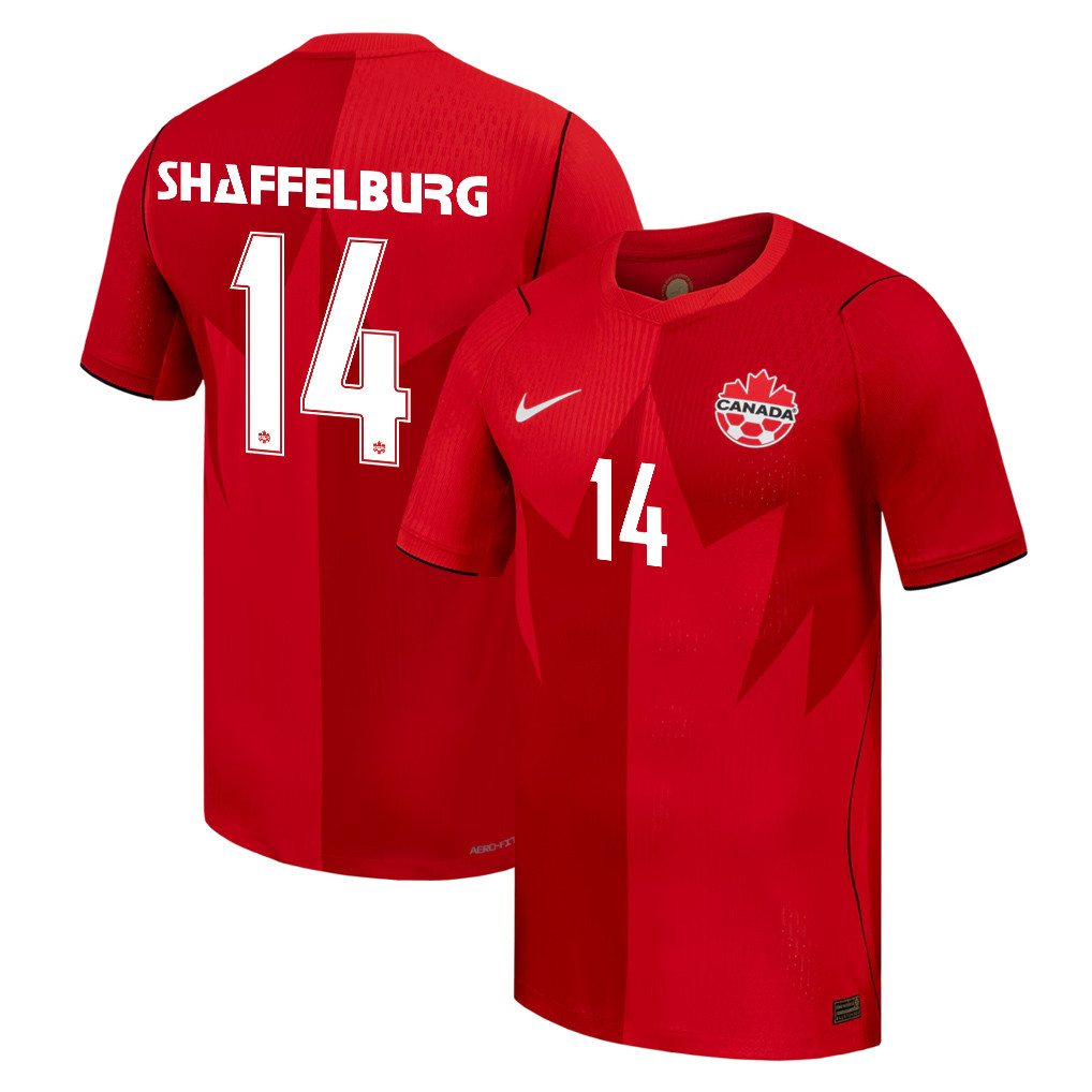Jacob Shaffelburg 14 Canada National Team 2026 Home Jersey - Red, Men - Jersey Teams