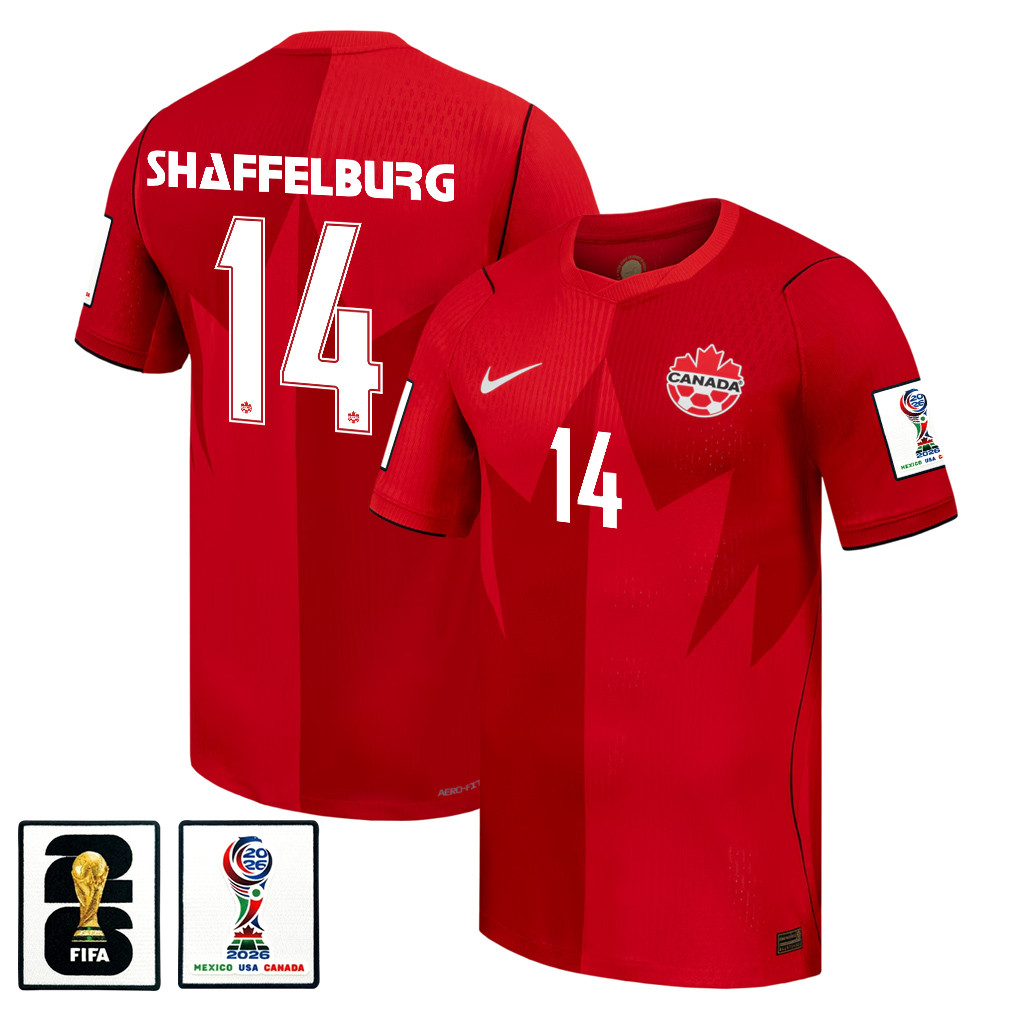 Jacob Shaffelburg 14 Canada National Team 2026 x World Cup Patch Home Jersey - Red, Men - Jersey Teams