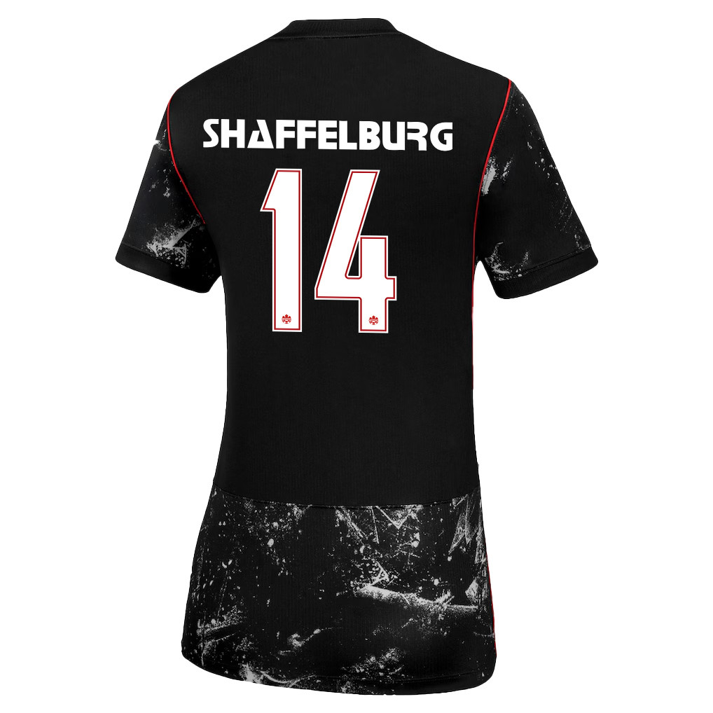 Jacob Shaffelburg 14 Women's Canada National Team 2026 Away Jersey - Black - Jersey Teams