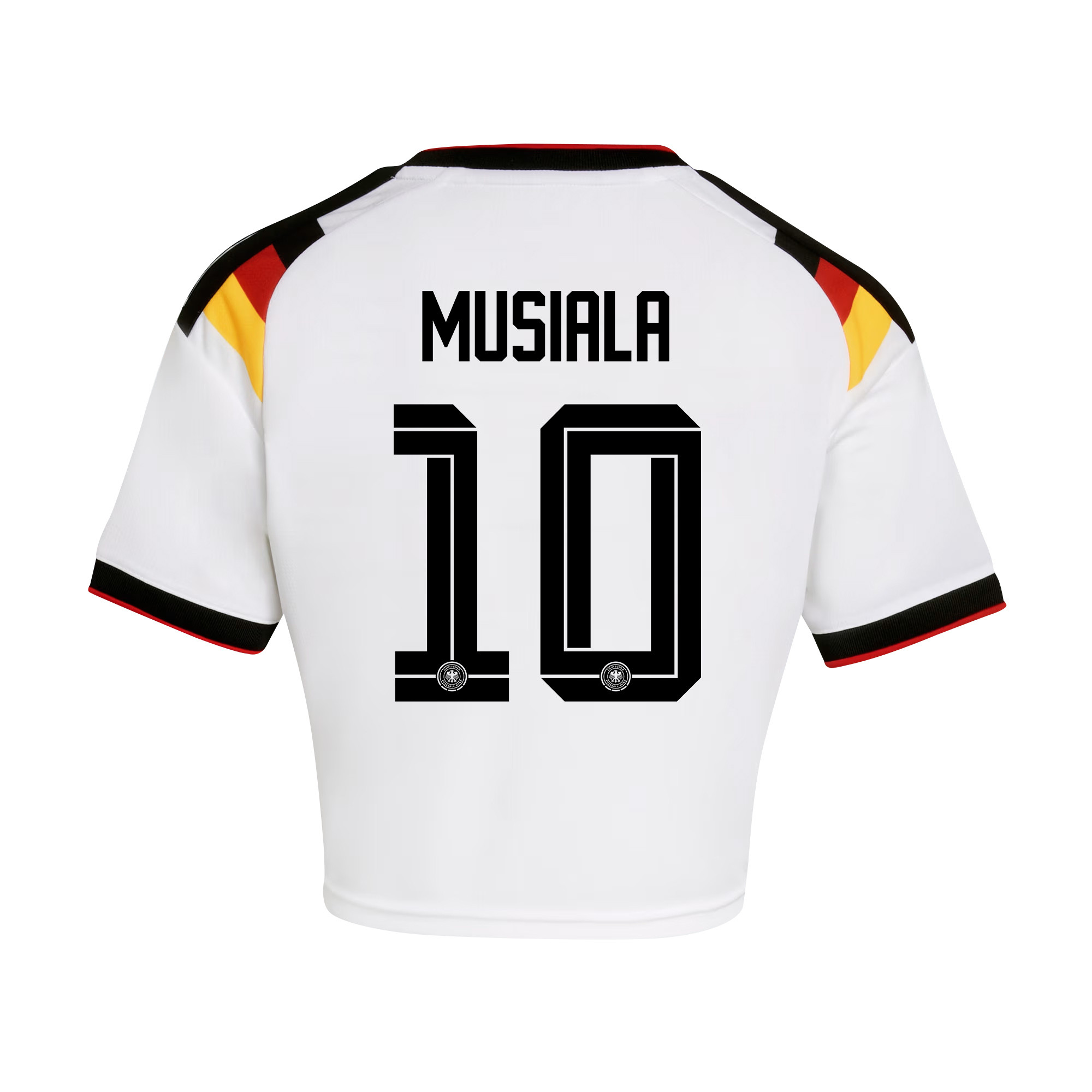Jamal Musiala 10 Germany 2026 Home Women’s Cropped Jersey - White - Jersey Teams
