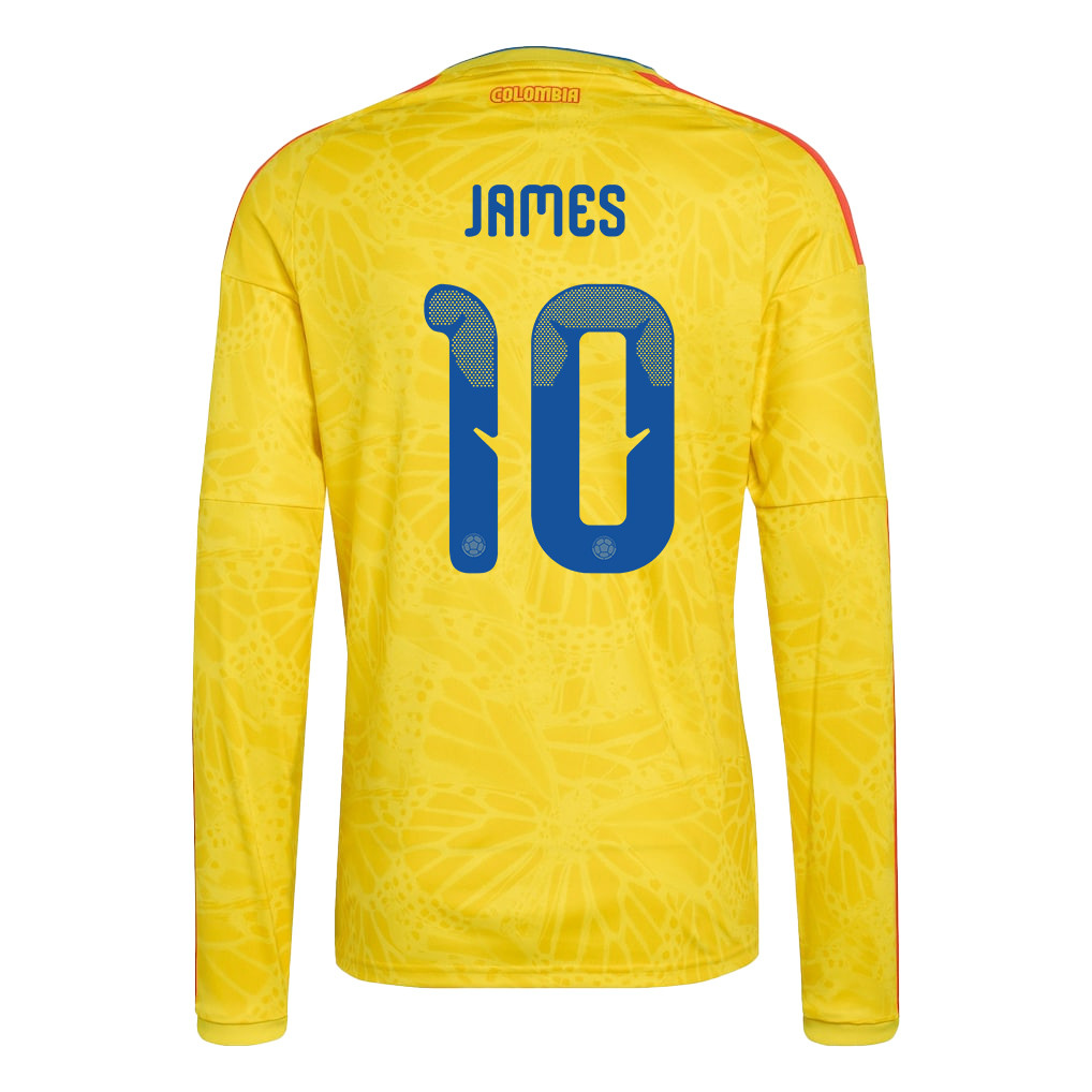 James Rodriguez 10 Colombia National Team 2026 Home Long Sleeve Jersey - Yellow - Jersey Teams