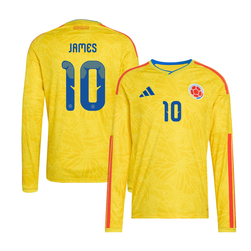 James Rodriguez 10 Colombia National Team 2026 Home Long Sleeve Jersey - Yellow - Jersey Teams