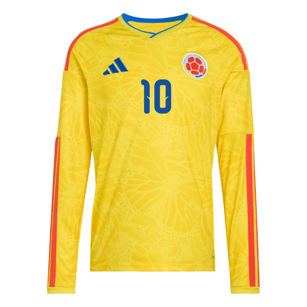 James Rodriguez 10 Colombia National Team 2026 Home Long Sleeve Jersey - Yellow - Jersey Teams