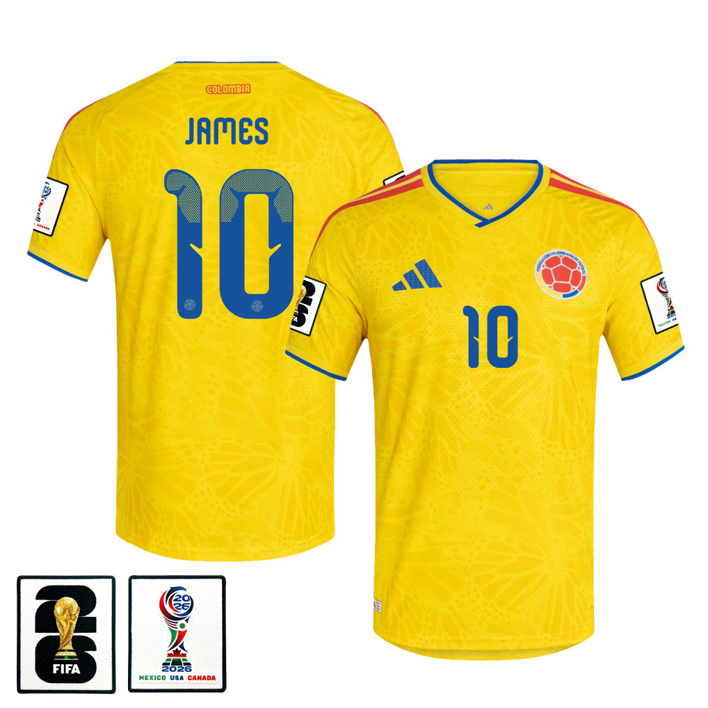 James Rodriguez 10 Colombia National Team 2026 x World Cup Patch Home Jersey - Yellow, Men - Jersey Teams