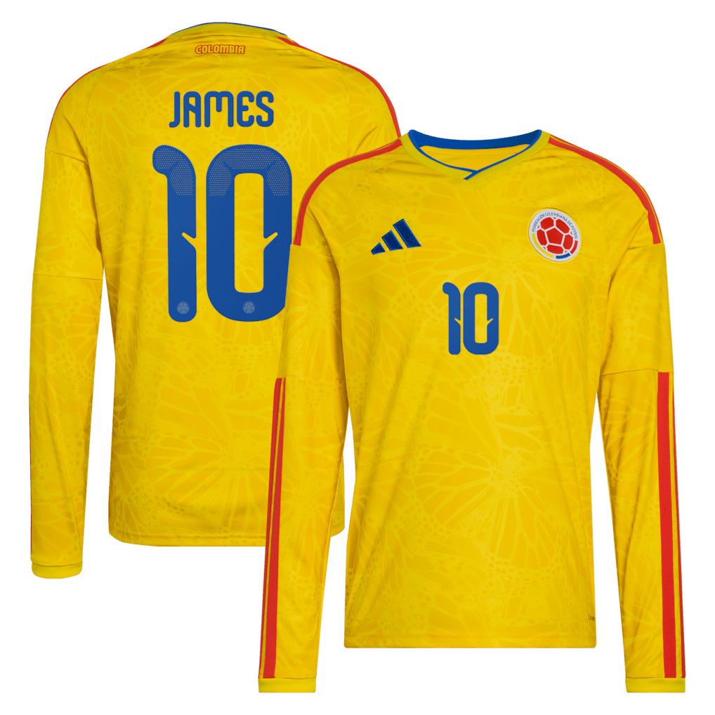 James Rodriguez 10 Colombia National Team FIFA x World Cup 2026 Home Men Long Sleeve Jersey - Yellow - Jersey Teams