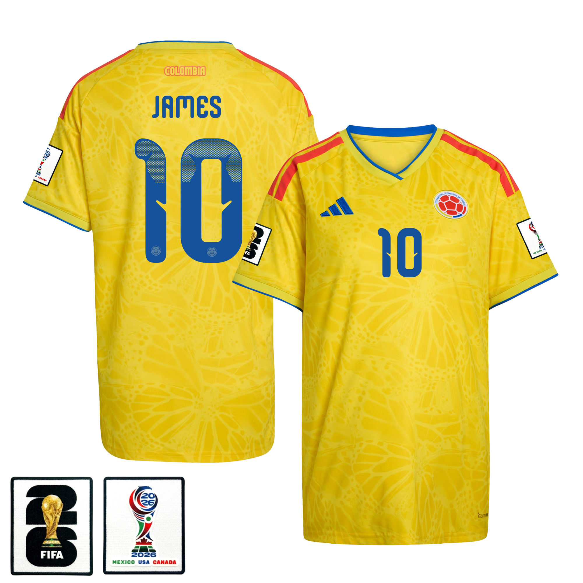 James Rodriguez 10 Women's Colombia National Team 2026 Home Jersey - Yellow - Jersey Teams