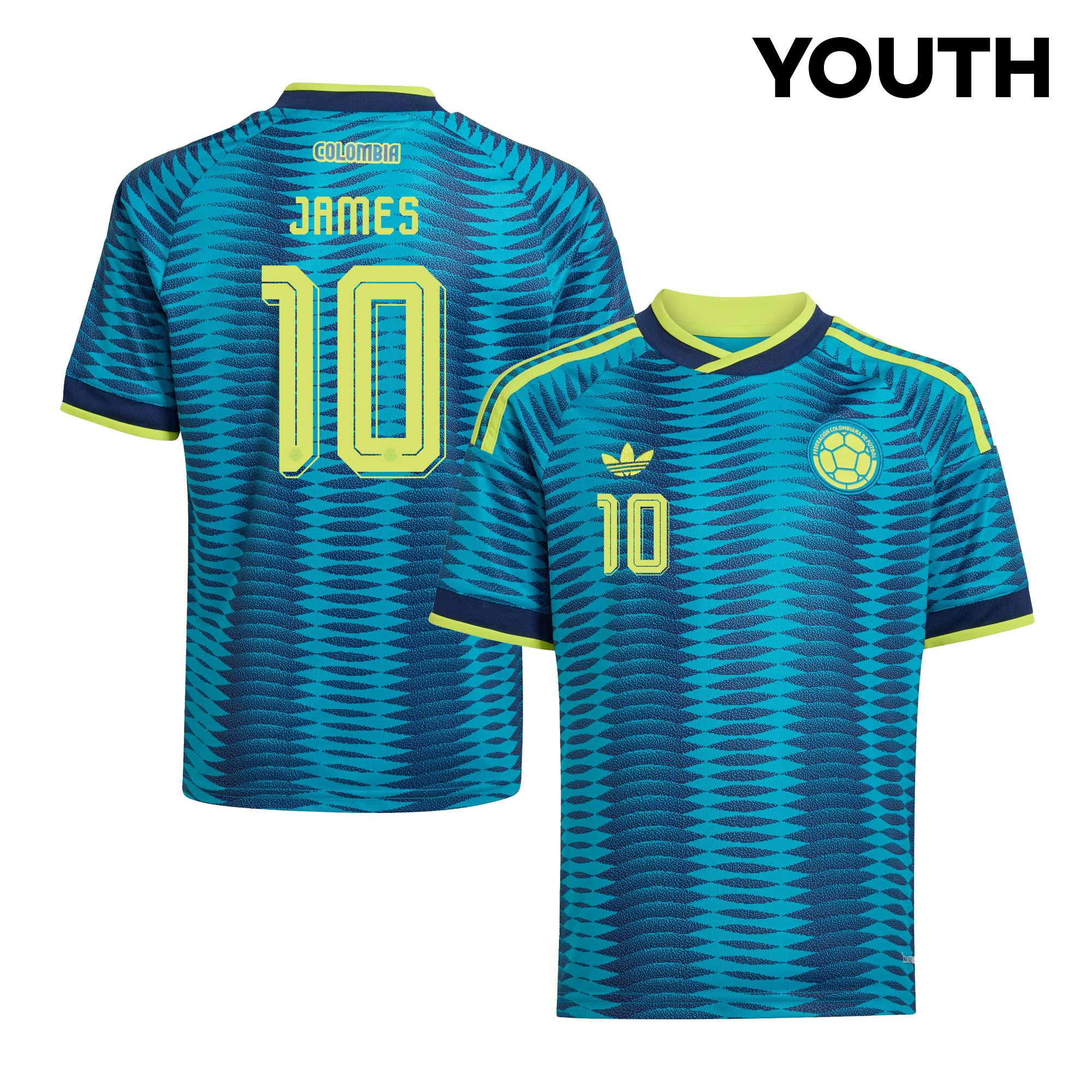James Rodriguez 10 Youth Colombia National Team 2026 Away Jersey - Turquoise - Jersey Teams