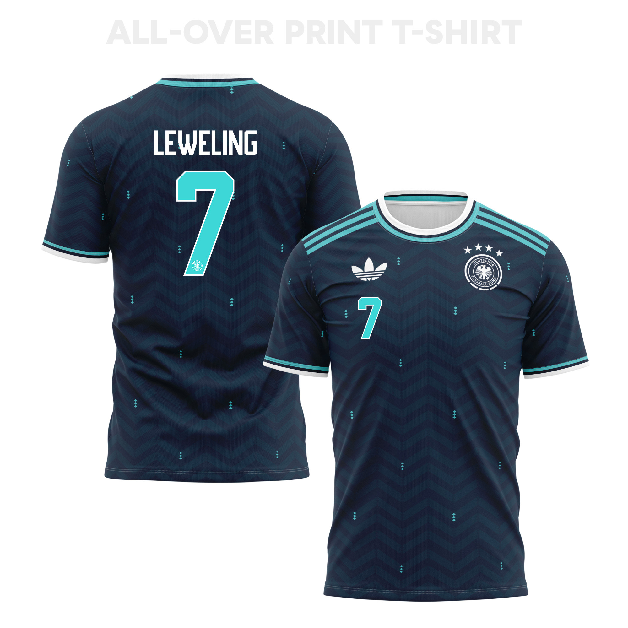 Jamie Leweling 7 Germany 2026 Away 3D T-Shirt Fully Printed – Unisex, Navy - Jersey Teams