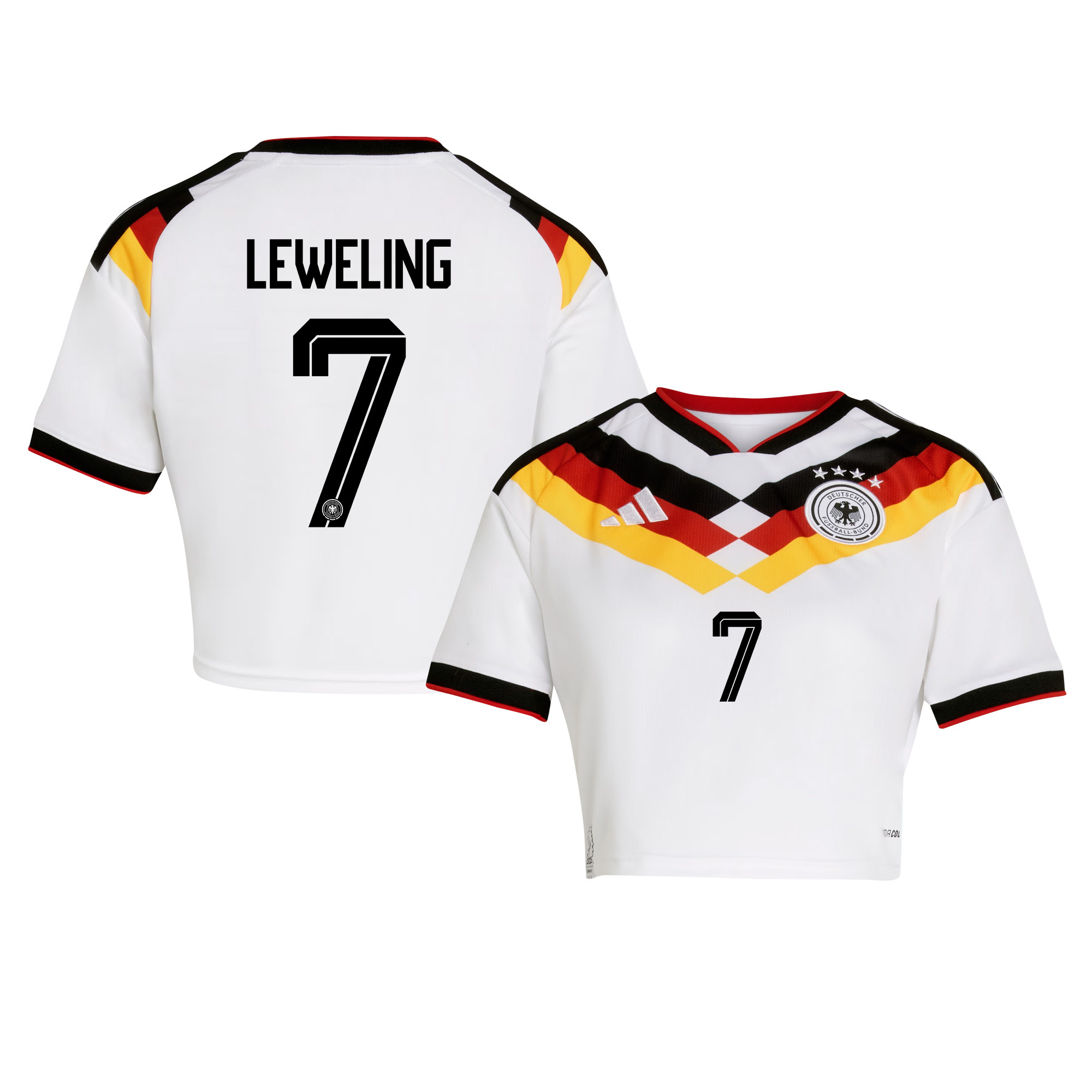 Jamie Leweling 7 Germany 2026 Home Women’s Cropped Jersey - White - Jersey Teams