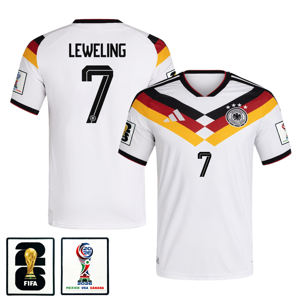 Jamie Leweling 7 Germany National Team 2026 x World Cup Patch Home Jersey - White, Men - Jersey Teams