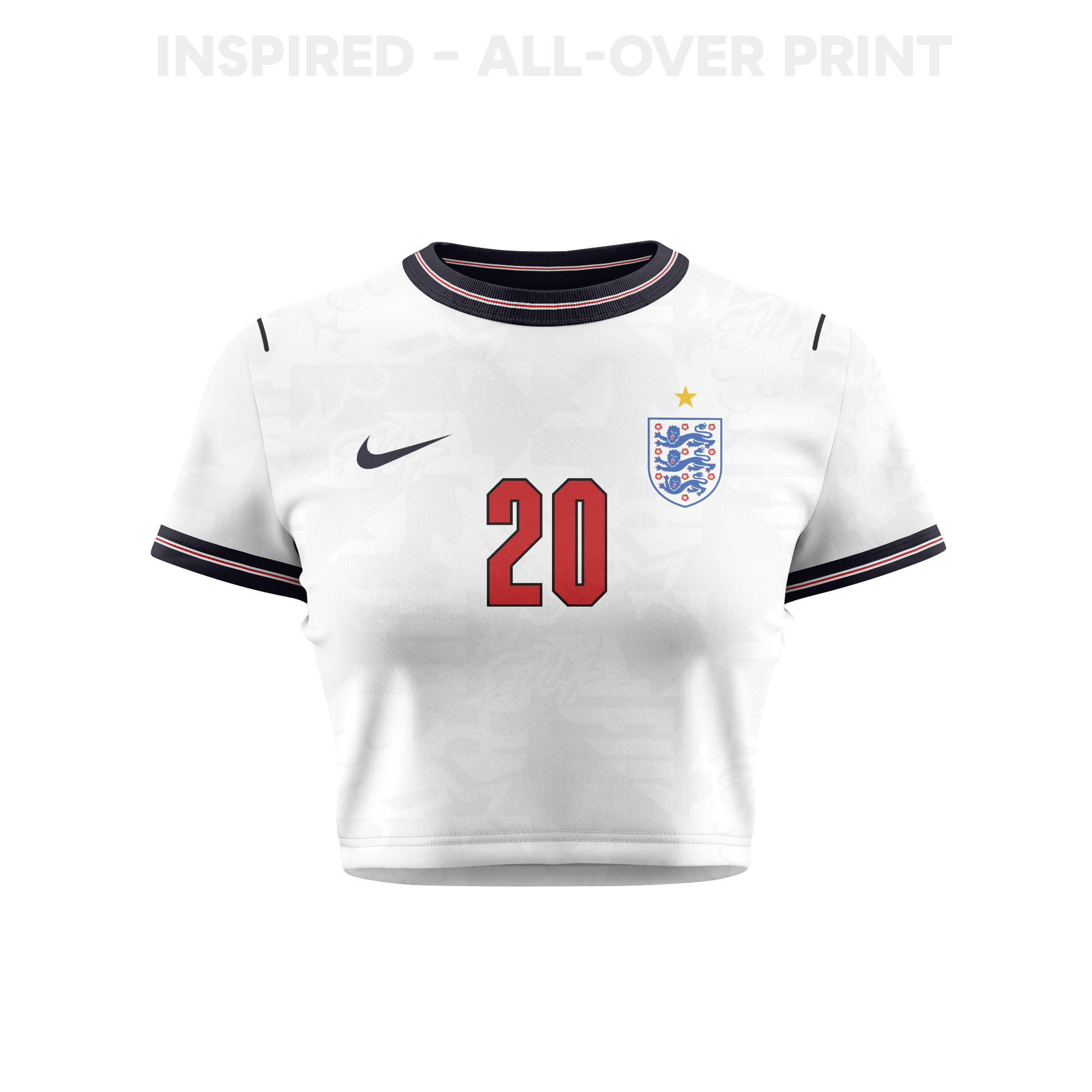 Jarrod Bowen 20 England 2026 Women's Home All-Over Print Cropped Jersey - White - Jersey Teams
