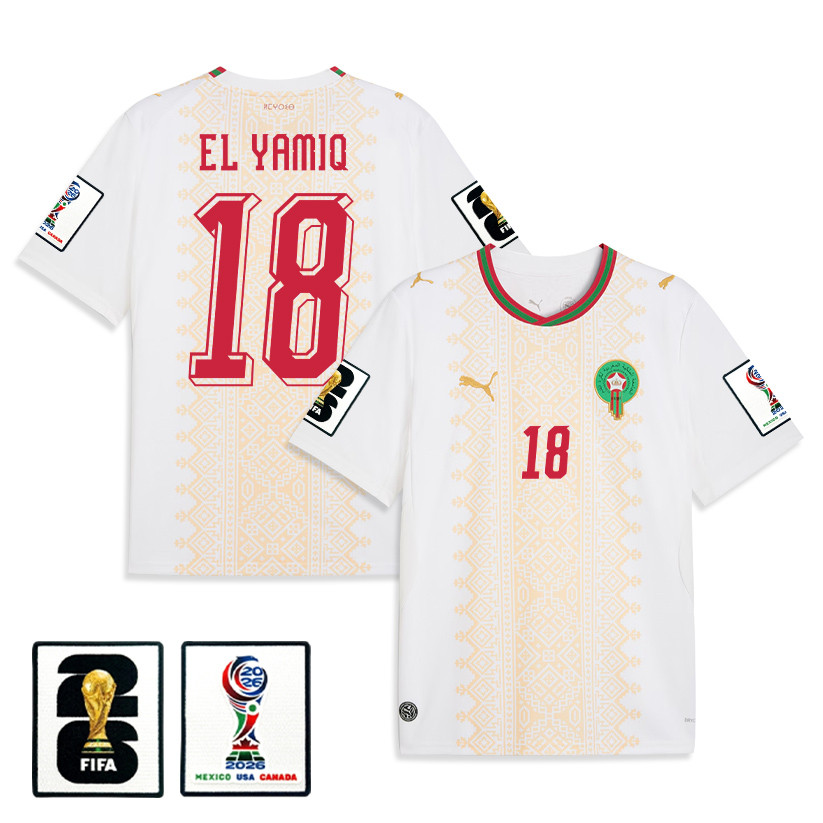 Jawad El Yamiq 18 Morocco National Team 2026 Away Jersey - White, Men - Jersey Teams