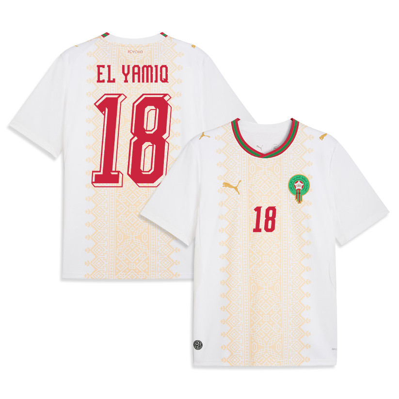 Jawad El Yamiq 18 Morocco National Team 2026 Away Jersey - White, Men - Jersey Teams