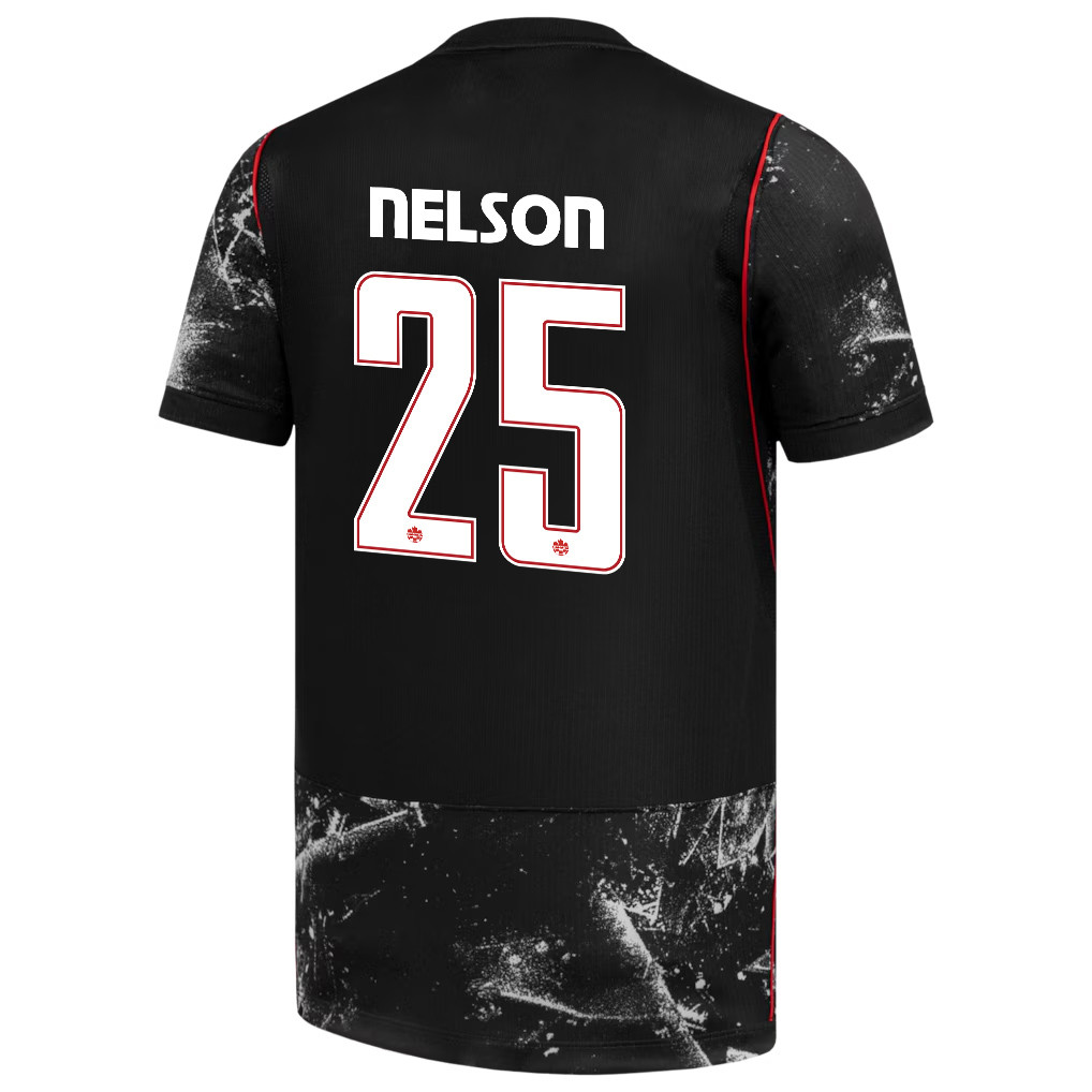 Jayden Nelson 25 Canada National Team 2026 x World Cup Patch Away Jersey - Black, Men - Jersey Teams