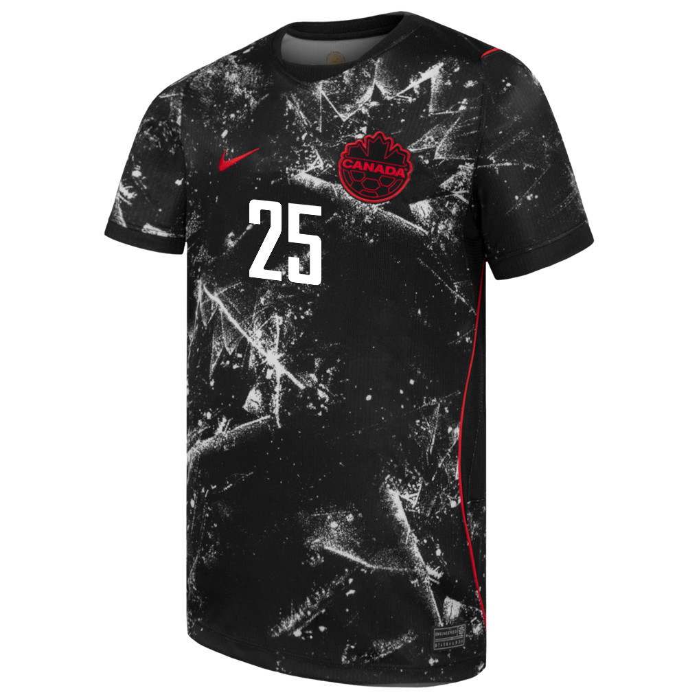 Jayden Nelson 25 Canada National Team 2026 x World Cup Patch Away Jersey - Black, Men - Jersey Teams