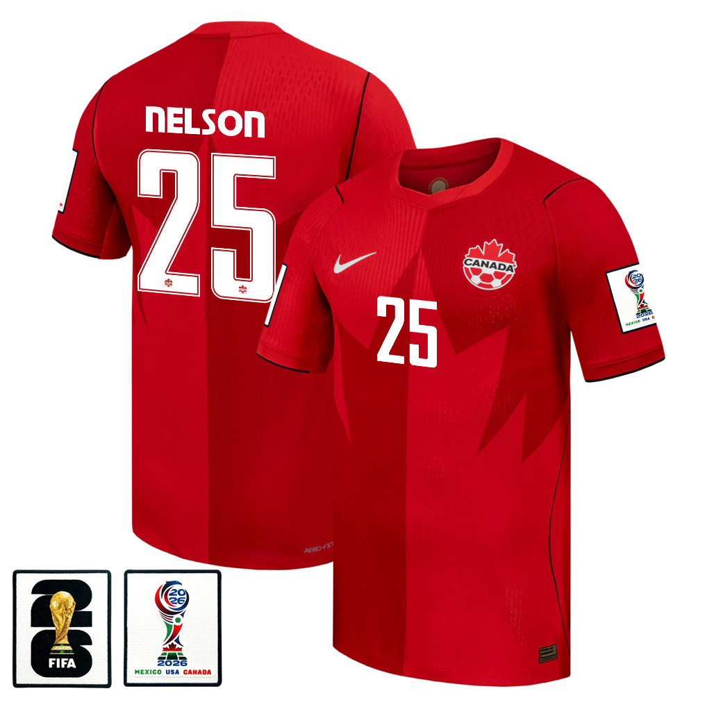 Jayden Nelson 25 Canada National Team 2026 x World Cup Patch Home Jersey - Red, Men - Jersey Teams