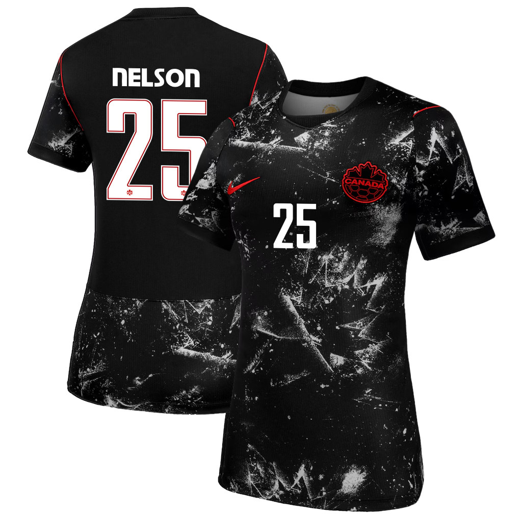 Jayden Nelson 25 Women's Canada National Team 2026 Away Jersey - Black - Jersey Teams