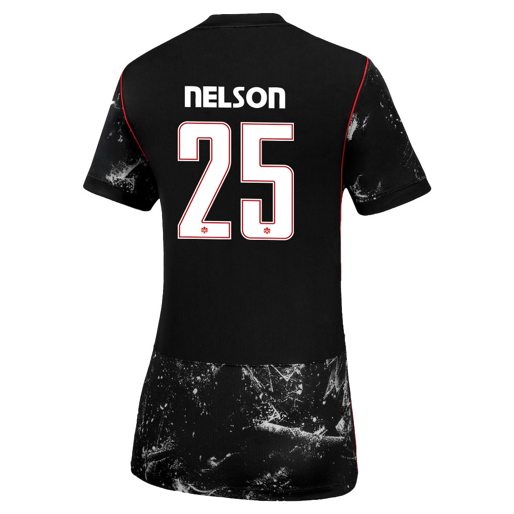 Jayden Nelson 25 Women's Canada National Team 2026 Away Jersey - Black - Jersey Teams