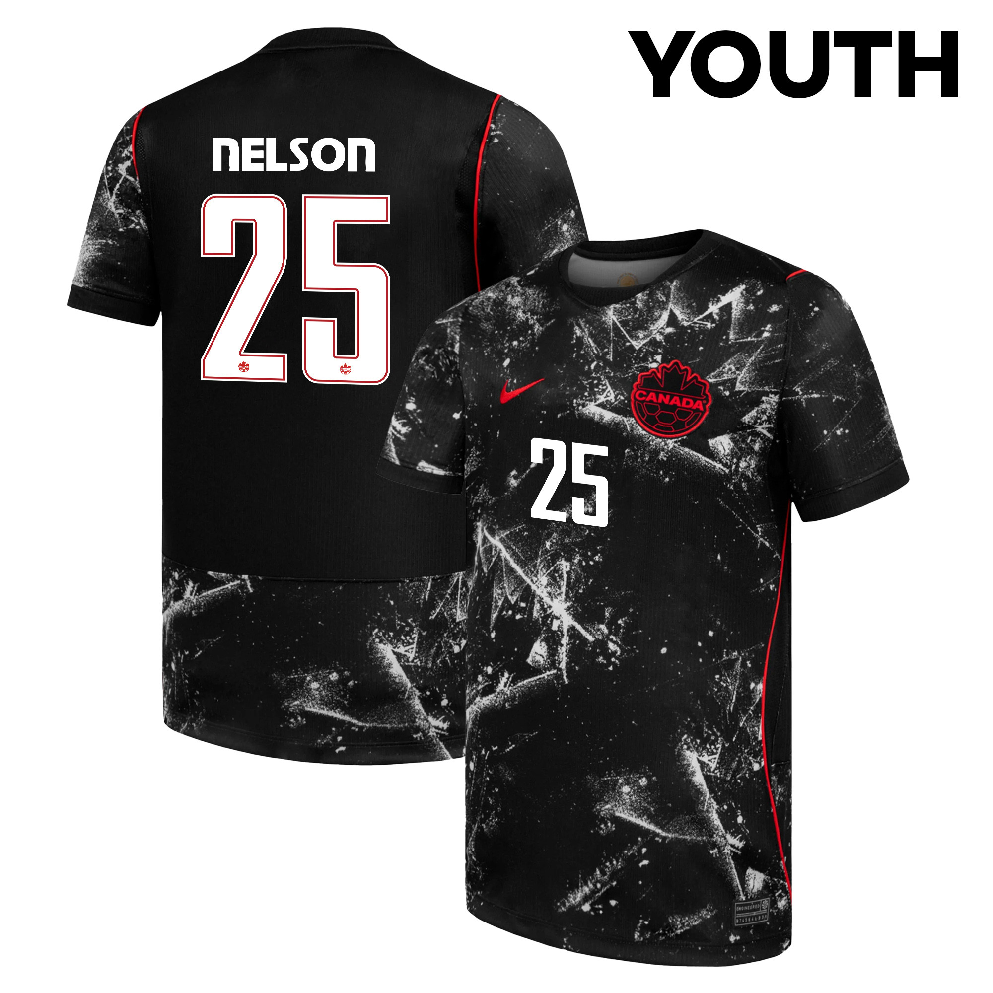 Jayden Nelson 25 Youth Canada National Team 2026 Away Jersey - Black - Jersey Teams