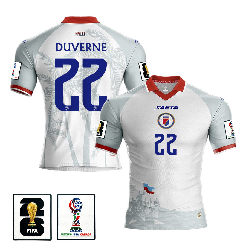 Jean-Kevin Duverne 22 Haiti National Team 2026 Away Jersey - White, Men - Jersey Teams