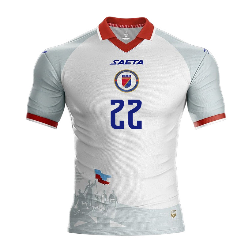 Jean-Kevin Duverne 22 Haiti National Team 2026 Away Jersey - White, Men - Jersey Teams