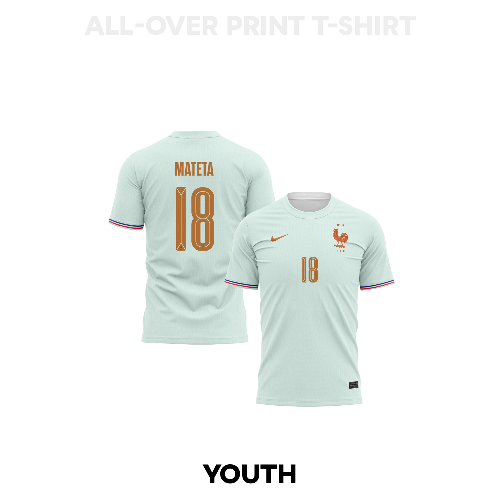 Jean-Philippe Mateta 18 Youth France 2026 Away 3D T-shirt Fully Printed – Green - Jersey Teams