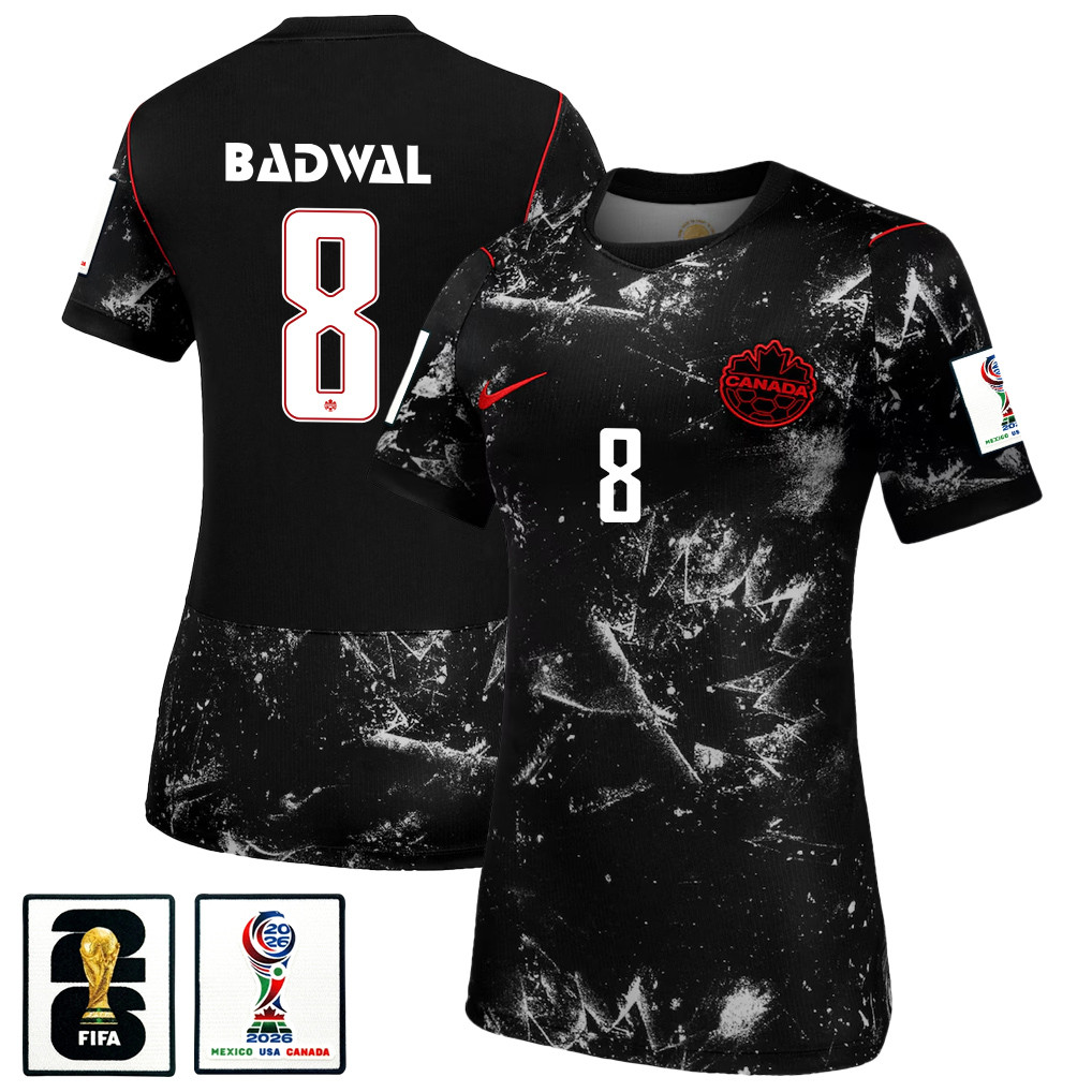 Jeevan Badwal 8 Women’s Canada National Team 2026 Away Jersey – Black – Jersey Teams