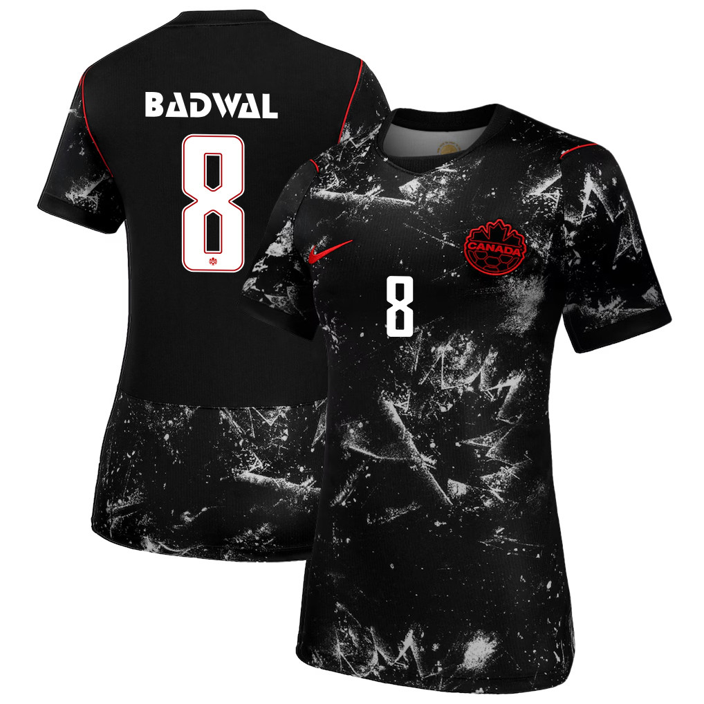 Jeevan Badwal 8 Women's Canada National Team 2026 Away Jersey - Black - Jersey Teams