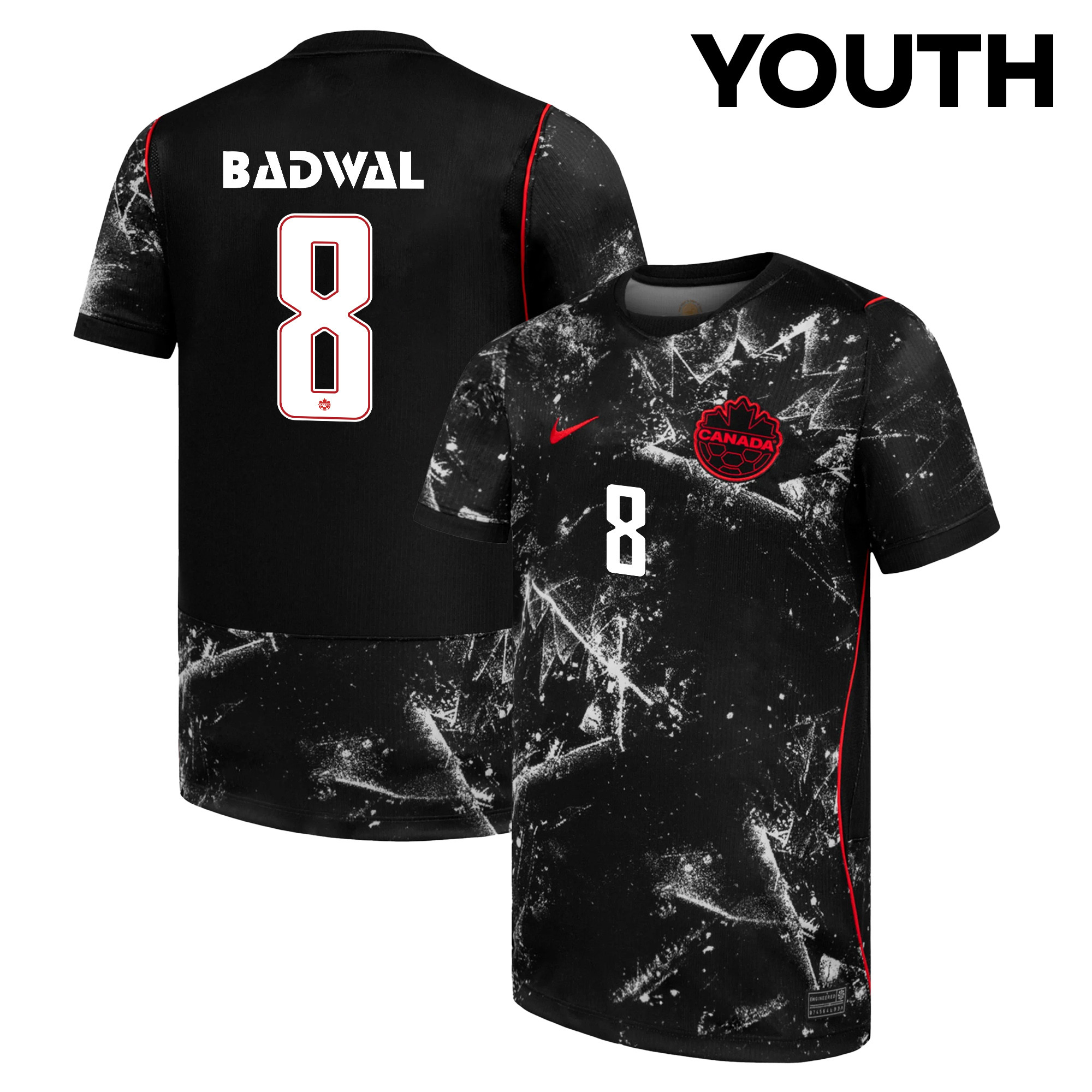 Jeevan Badwal 8 Youth Canada National Team 2026 Away Jersey - Black - Jersey Teams