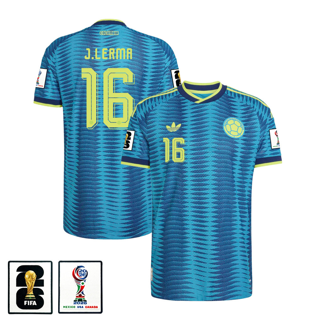 Jefferson Lerma 16 Colombia National Team 2026 x World Cup Patch Away Jersey - Turquoise, Men - Jersey Teams