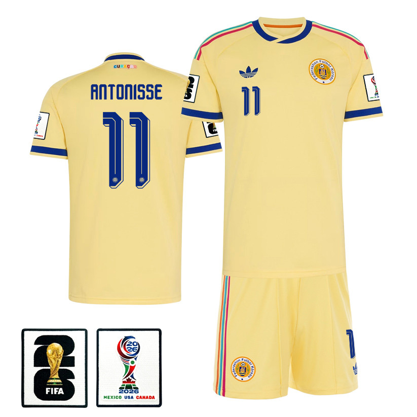 Jeremy Antonisse 11 Curacao 2026 Away Men Jersey & Shorts Set – Yellow – Jersey Teams