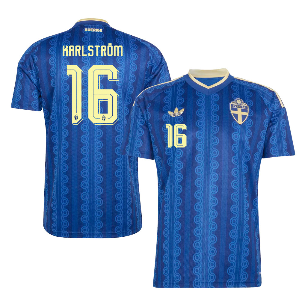 Jesper Karlstroem 16 Sweden National Team 2026 Away Jersey - Blue, Men - Jersey Teams