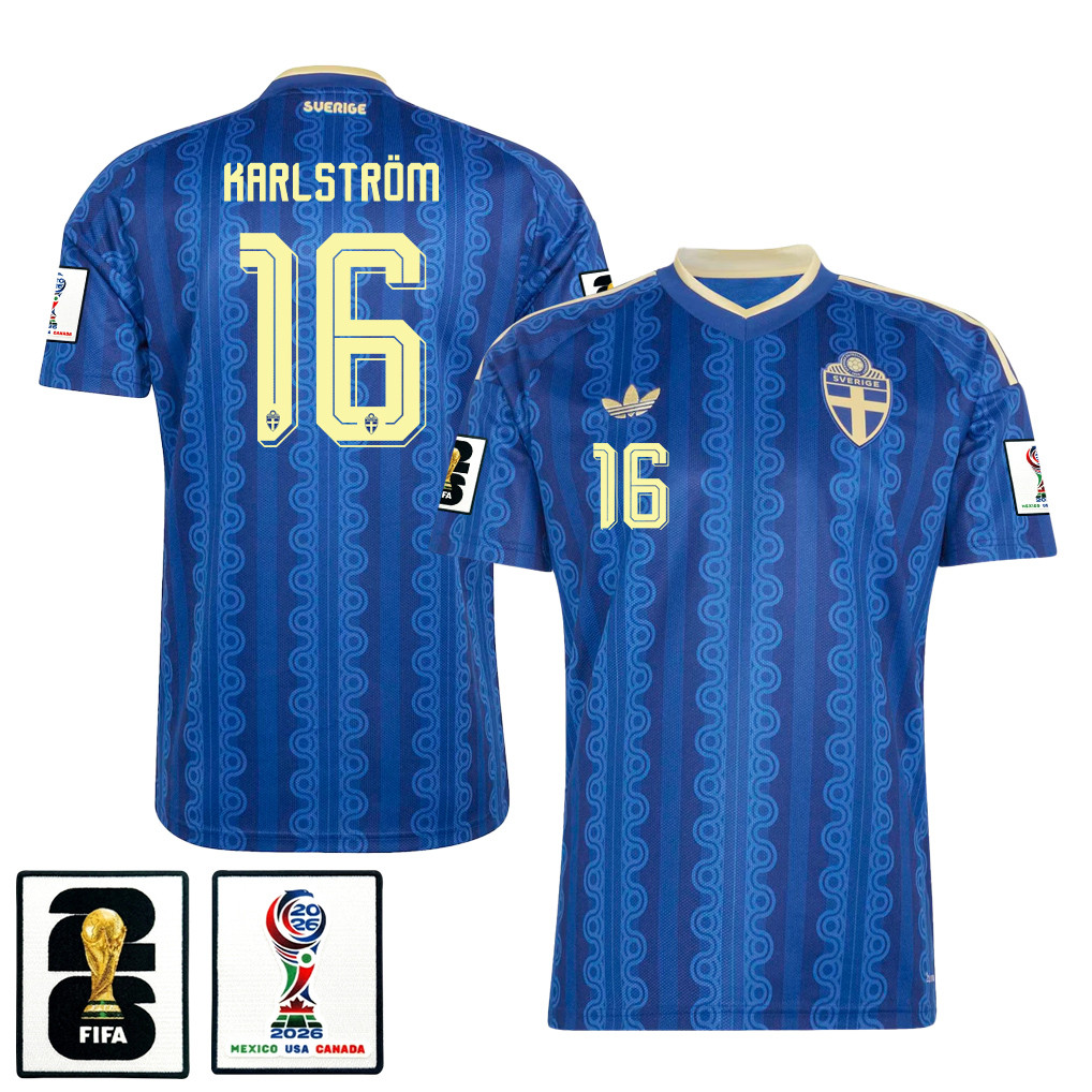 Jesper Karlstroem 16 Sweden National Team 2026 Away Jersey - Blue, Men - Jersey Teams