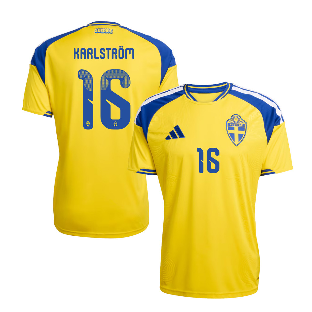 Jesper Karlstroem 16 Sweden National Team 2026 Home Jersey - Yellow, Men - Jersey Teams