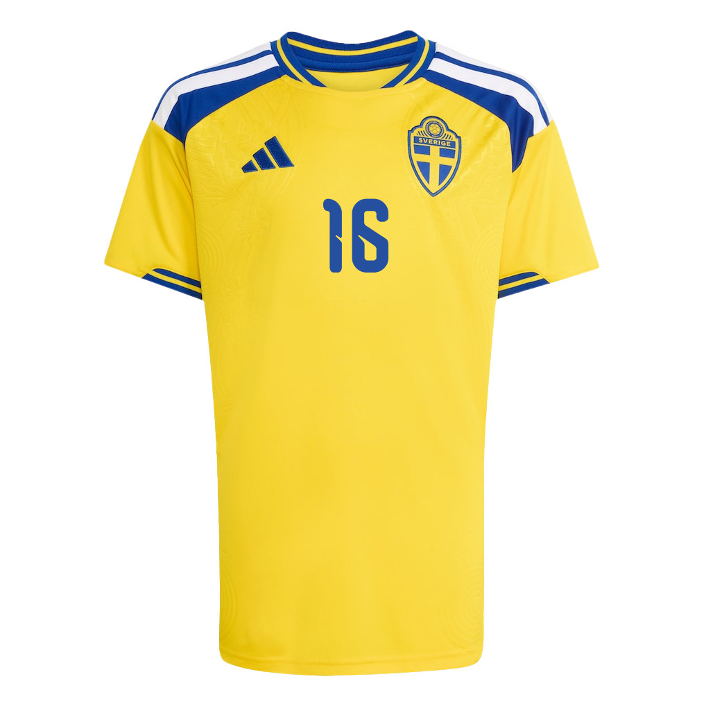 Jesper Karlstroem 16 Youth Sweden National Team 2026 Home Jersey - Yellow - Jersey Teams