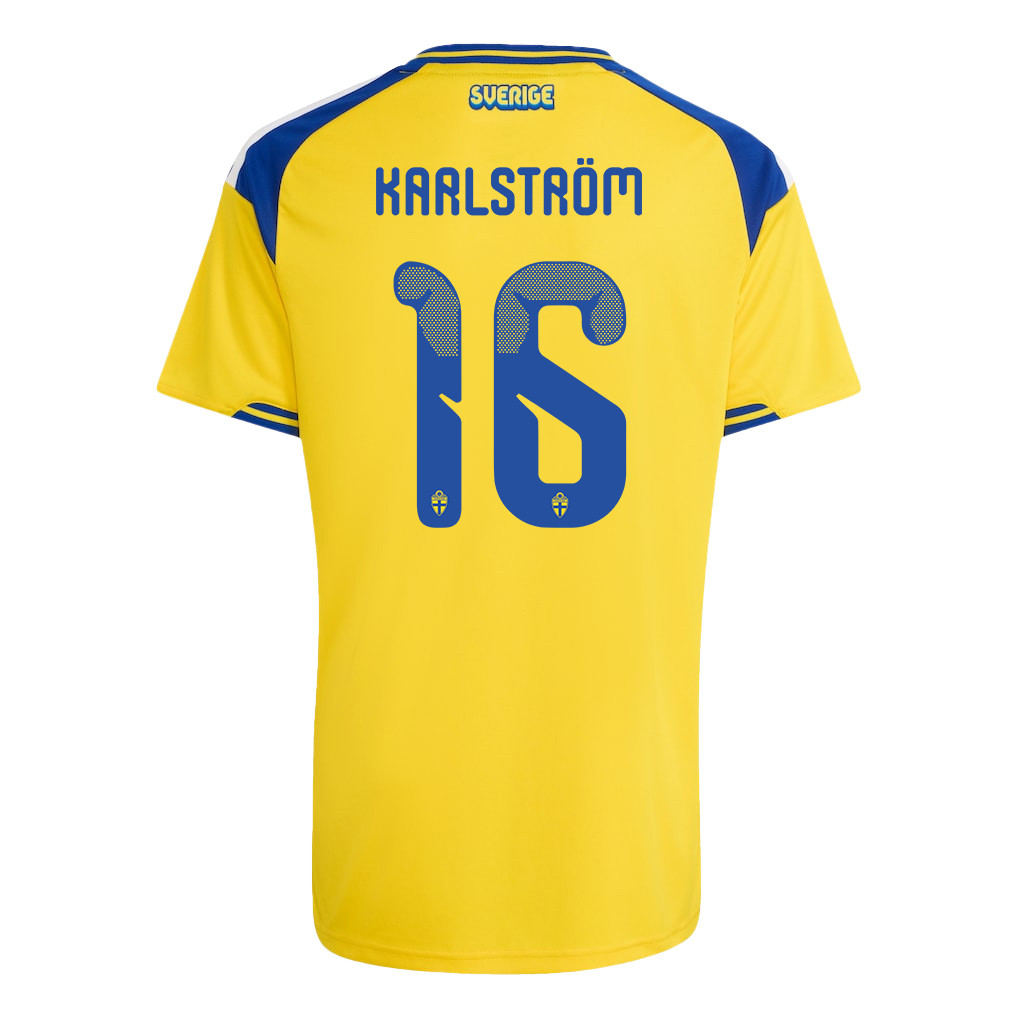 Jesper Karlstroem 16 Youth Sweden National Team 2026 Home Jersey - Yellow - Jersey Teams