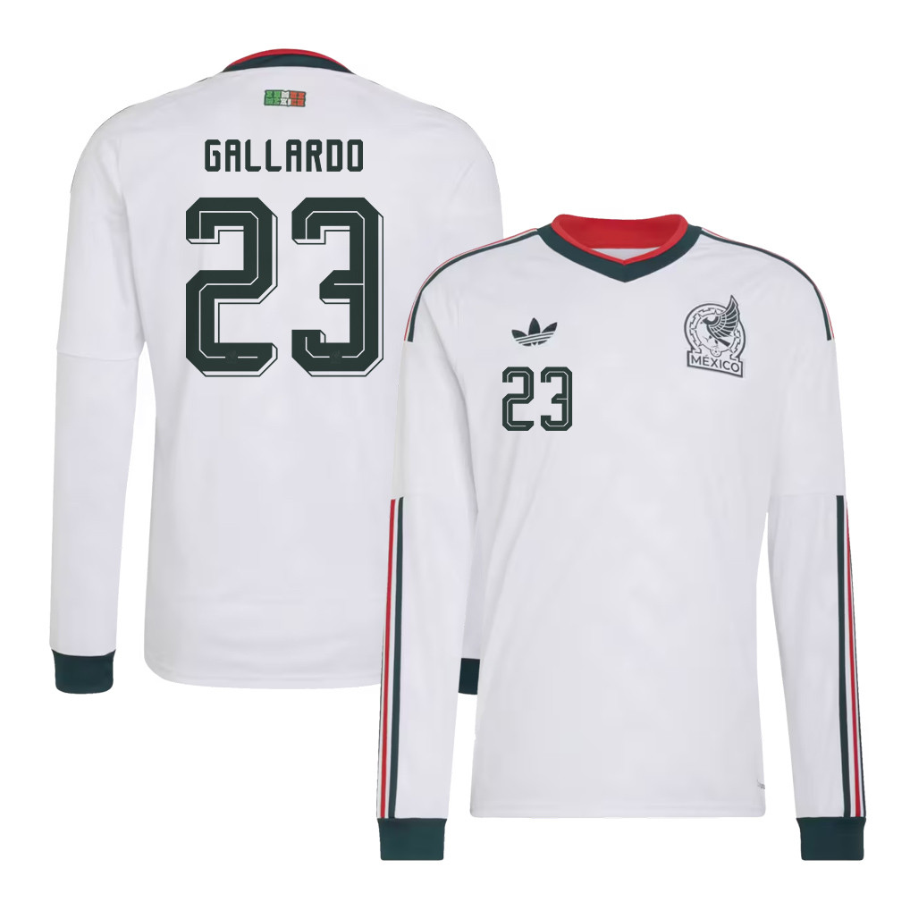Jesús Gallardo 23 Mexico National Team 2026 Away Long Sleeve Jersey - White - Jersey Teams