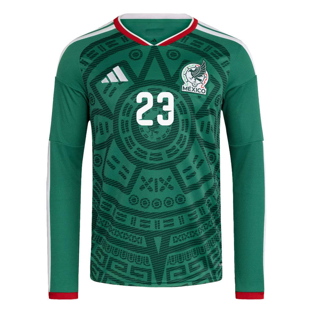 Jesús Gallardo 23 Mexico National Team 2026 Home Long Sleeve Jersey - Green - Jersey Teams