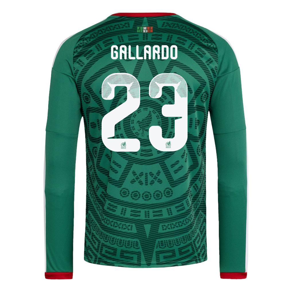 Jesús Gallardo 23 Mexico National Team 2026 Home Long Sleeve Jersey - Green - Jersey Teams