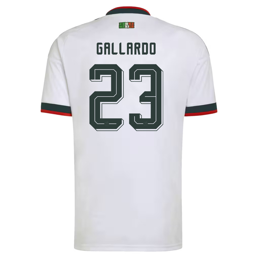 Jesús Gallardo 23 Mexico National Team 2026 x World Cup Patch Away Jersey - White, Men - Jersey Teams