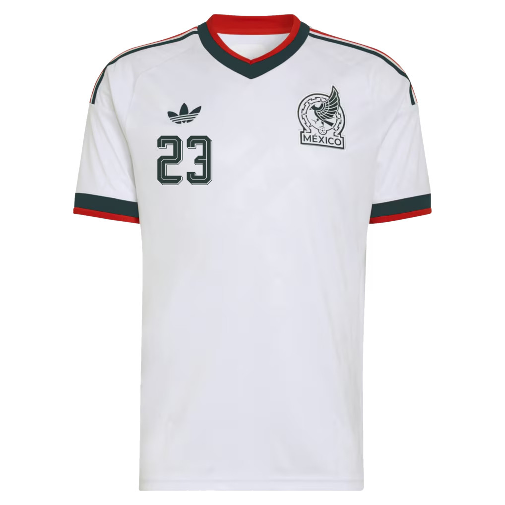 Jesús Gallardo 23 Mexico National Team 2026 x World Cup Patch Away Jersey - White, Men - Jersey Teams