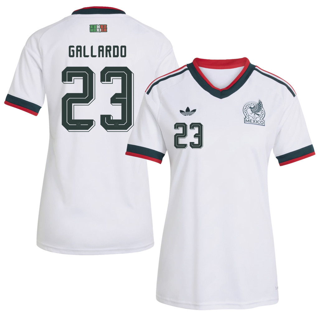 Jesús Gallardo 23 Women's Mexico National Team 2026 Away Jersey - White - Jersey Teams