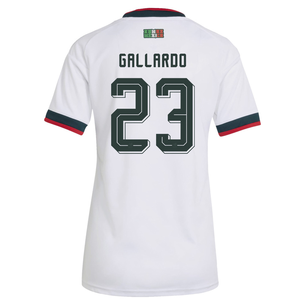 Jesús Gallardo 23 Women's Mexico National Team 2026 Away Jersey - White - Jersey Teams