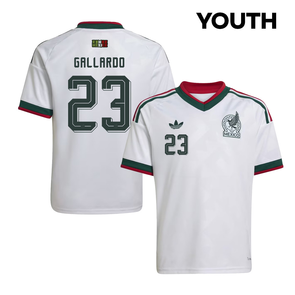 Jesús Gallardo 23 Youth Mexico National Team 2026 Away Jersey - White - Jersey Teams