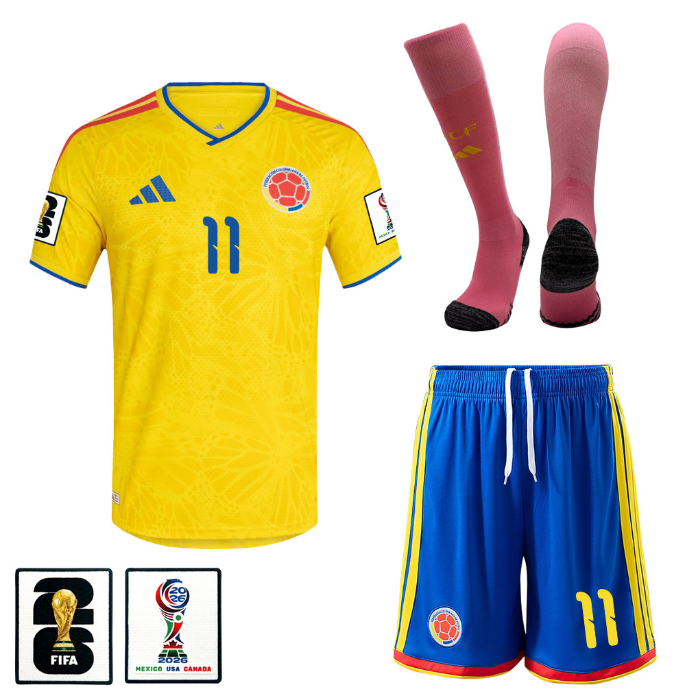 Jhon Arias 11 Colombia 2026 Home Men Kit Set – Yellow – Jersey Teams