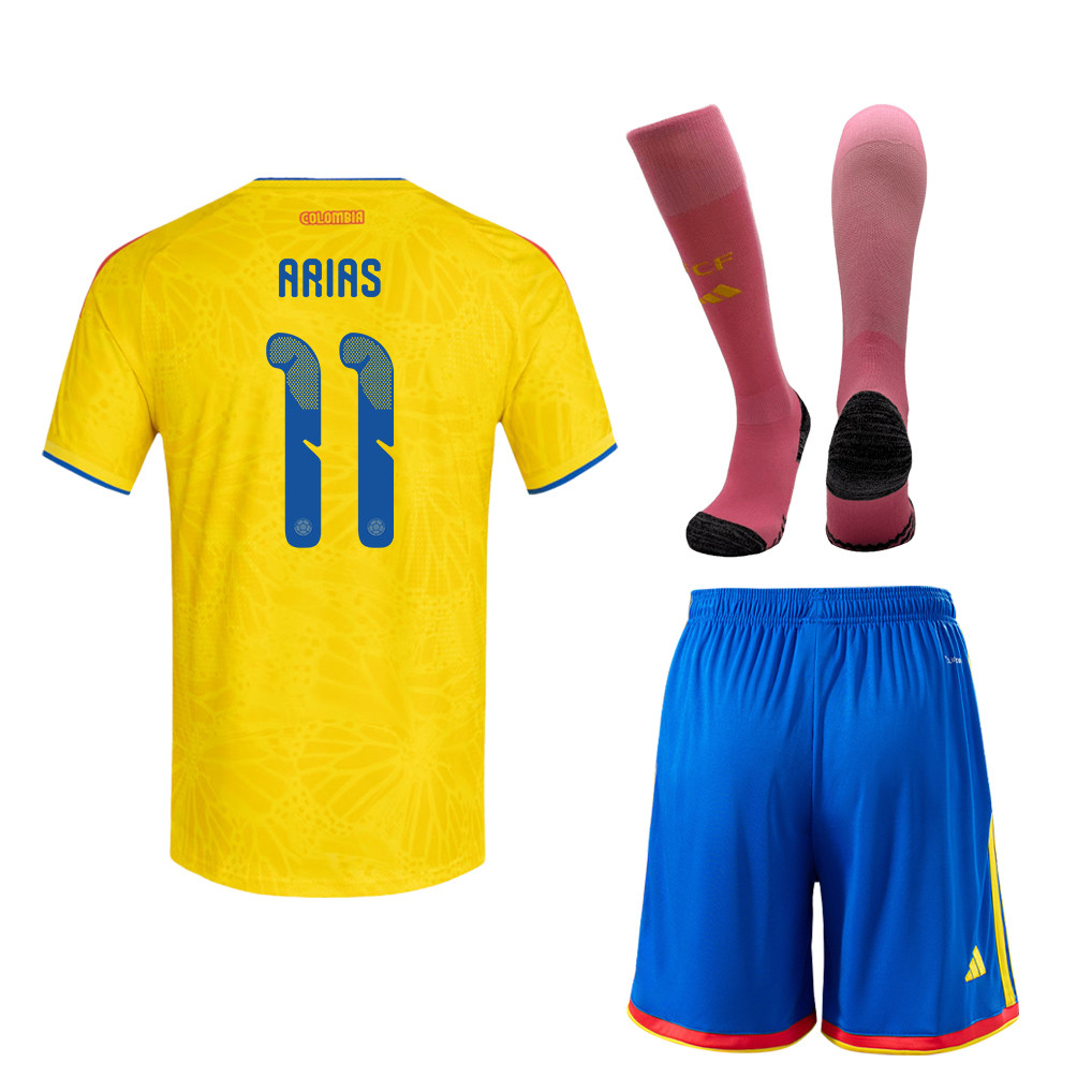 Jhon Arias 11 Colombia 2026 Home Men Kit Set – Yellow - Jersey Teams