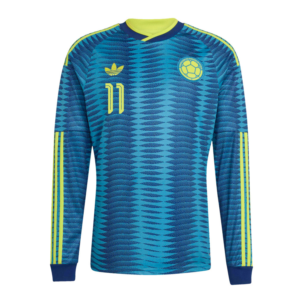 Jhon Arias 11 Colombia National Team 2026 Away Long Sleeve Jersey - Turquoise - Jersey Teams
