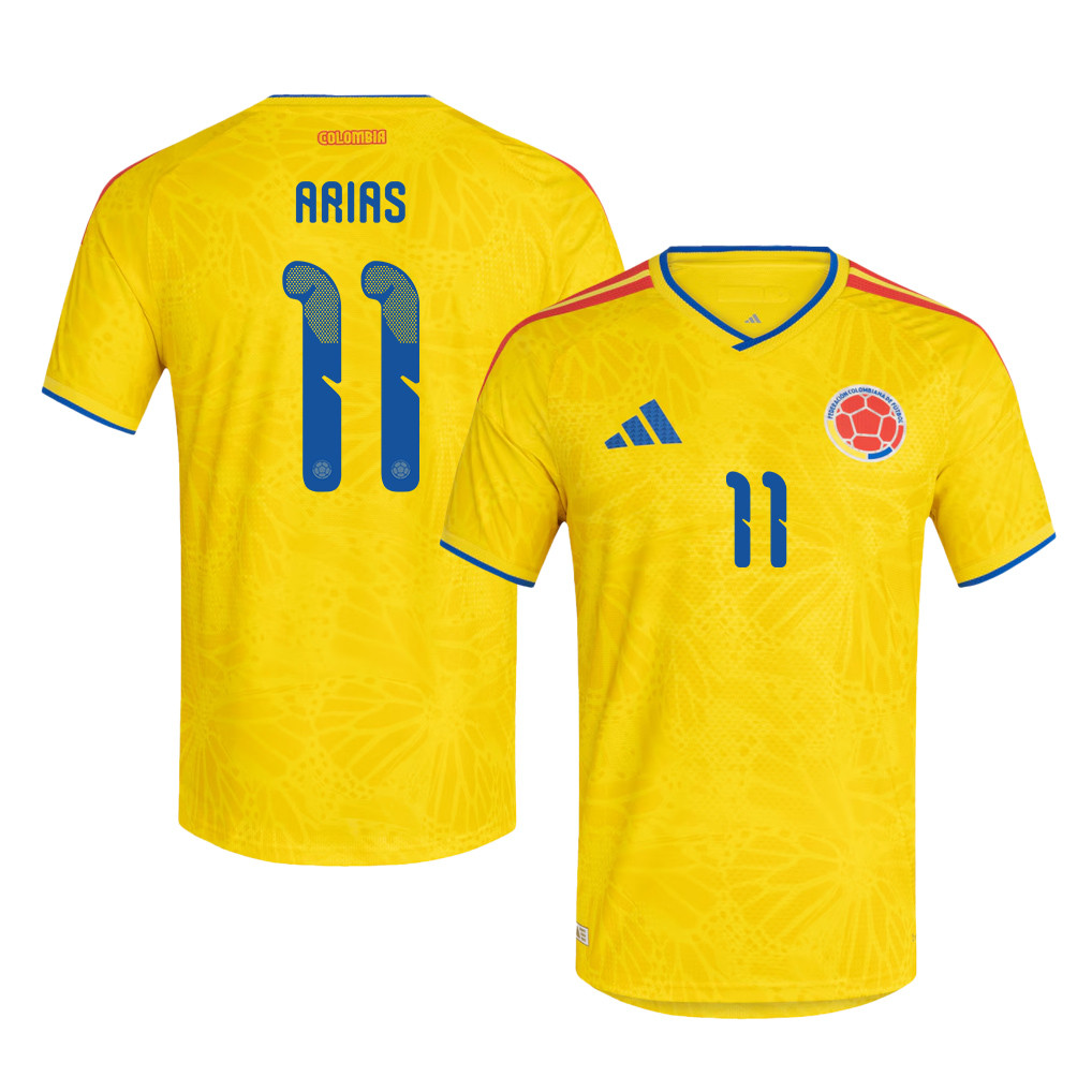 Jhon Arias 11 Colombia National Team 2026 Home Jersey - Yellow, Men - Jersey Teams